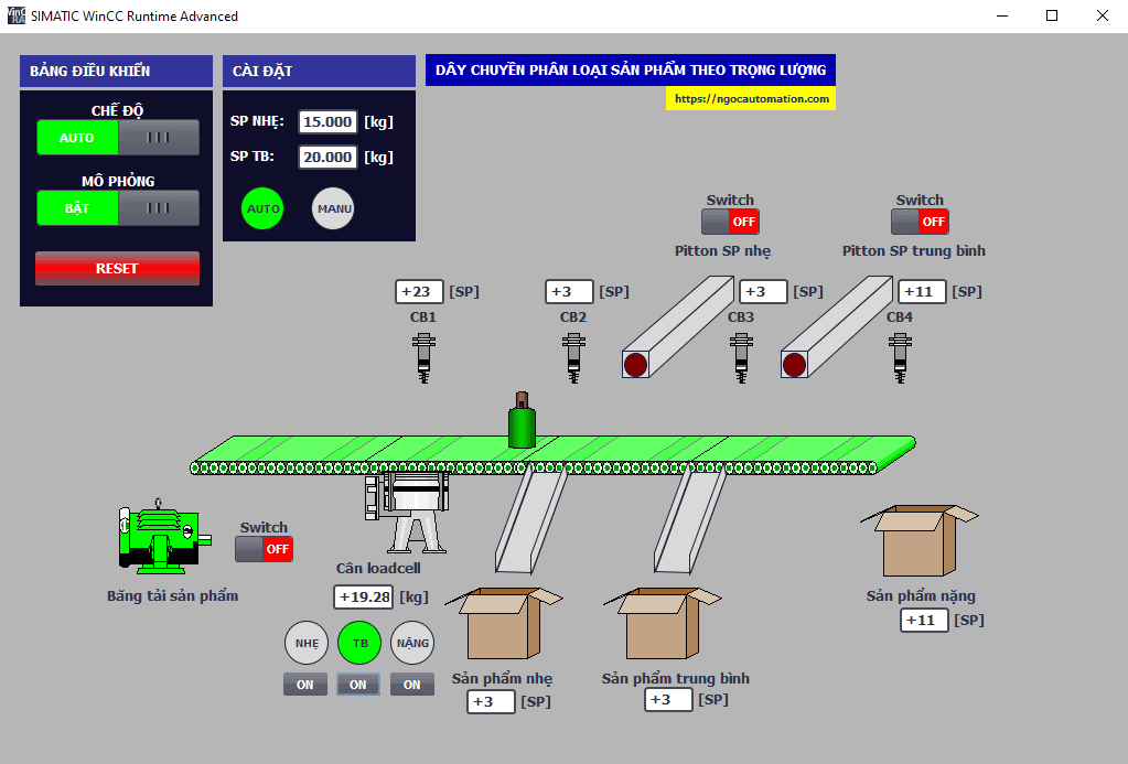 Đồ án phân loại sản phẩm theo trọng lượng – Tia portal và PLC S71200