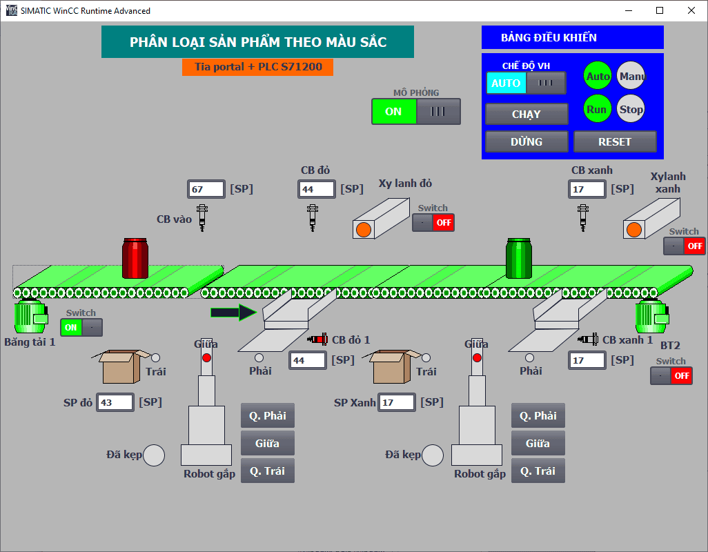 Đồ án phân loại sản phẩm theo màu sắc bằng tay gắp - S71200 Tia portal